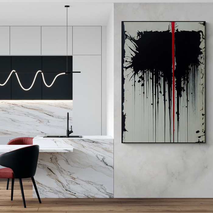 Tablou canvas abstract alb-negru – decor minimalist pentru bucătărie modernă [1]