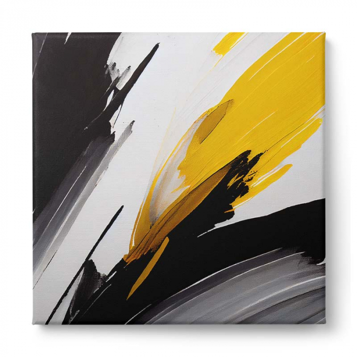 Tablou canvas abstract cu portocaliu, alb și negru – Energie vizuală pentru decoruri moderne [2]