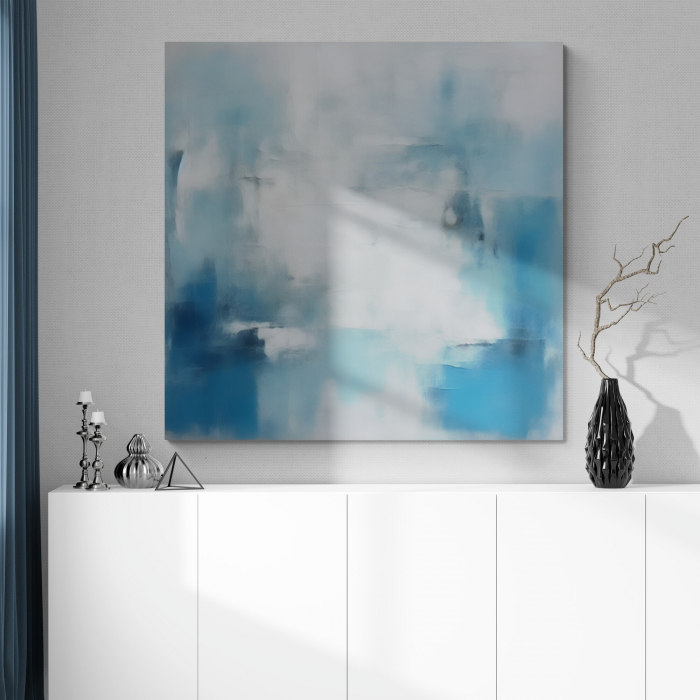 Tablou canvas, abstract, modern, nuante de alb si albastru pentru birou, hol [1]