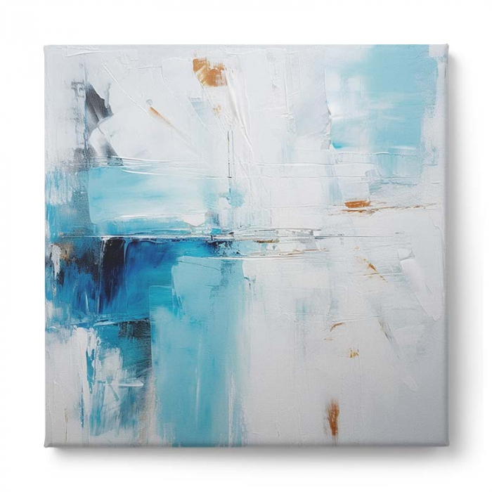 Tablou canvas, abstract, modern, nuante de alb si albastru turcoaz pentru living, dormitor [2]