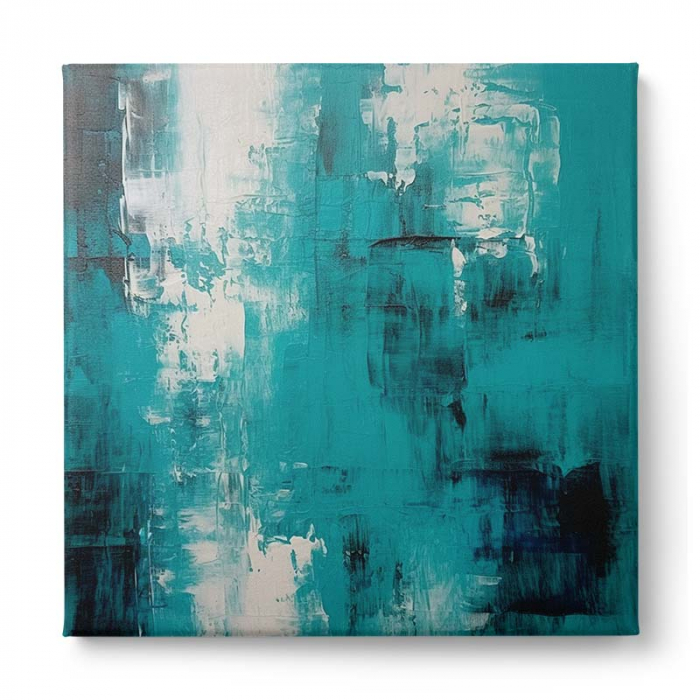 Tablou canvas abstract modern turcoaz și alb [2]