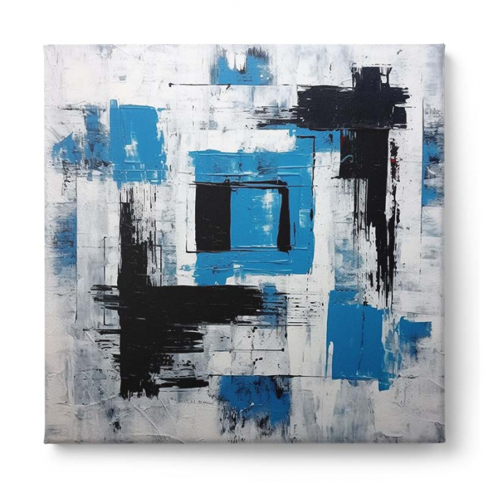 Tablou canvas, abstract, modern, nuante de albastru, gri si alb pentru living [2]