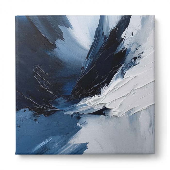 Tablou abstract modern albastru închis și alb [2]
