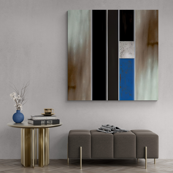 Tablou canvas abstract cu albastru și negru – Design geometric modern pentru holuri rafinate [1]