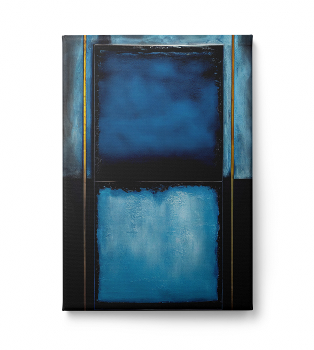 Tablou canvas abstract albastru – Artă geometrică pentru bucătărie modernă [2]