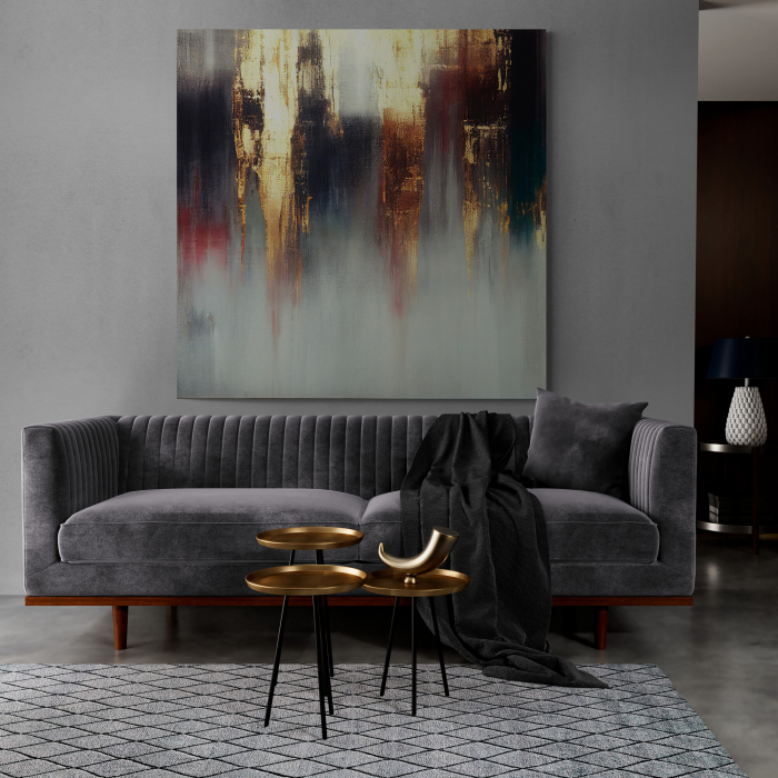 Tablou canvas abstract cu accente aurii – Artă elegantă pentru dormitor sau living modern [1]