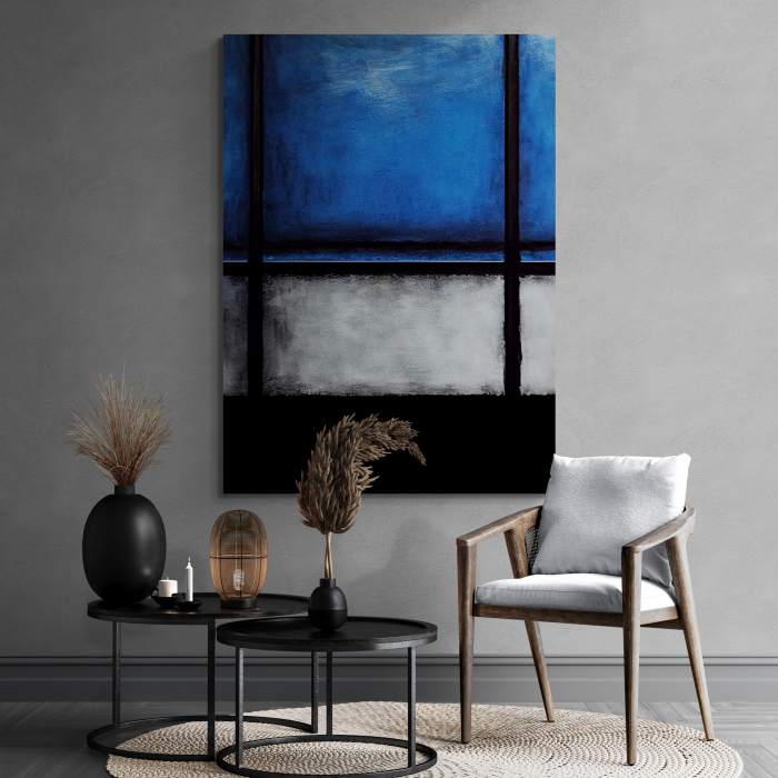 Tablou canvas abstract albastru și gri – Artă minimalistă pentru living modern [1]