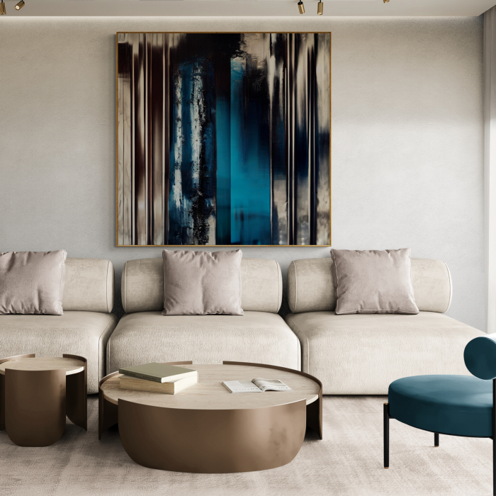 Tablou canvas, abstract, modern, nuante de albastru, crem, pentru living [1]