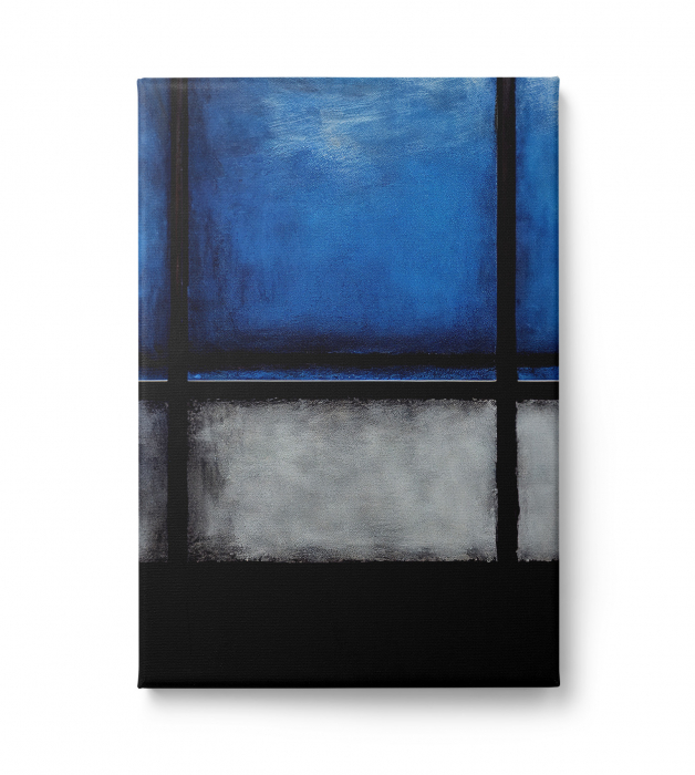 Tablou canvas abstract albastru și gri – Artă minimalistă pentru living modern [2]