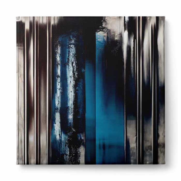 Tablou canvas, abstract, modern, nuante de albastru, crem, pentru living [2]