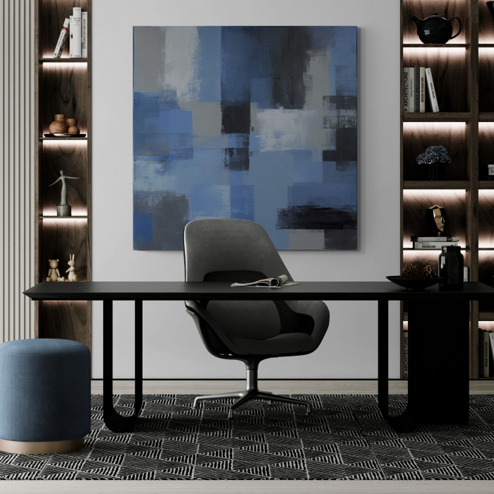 Tablou abstract modern albastru și gri [1]