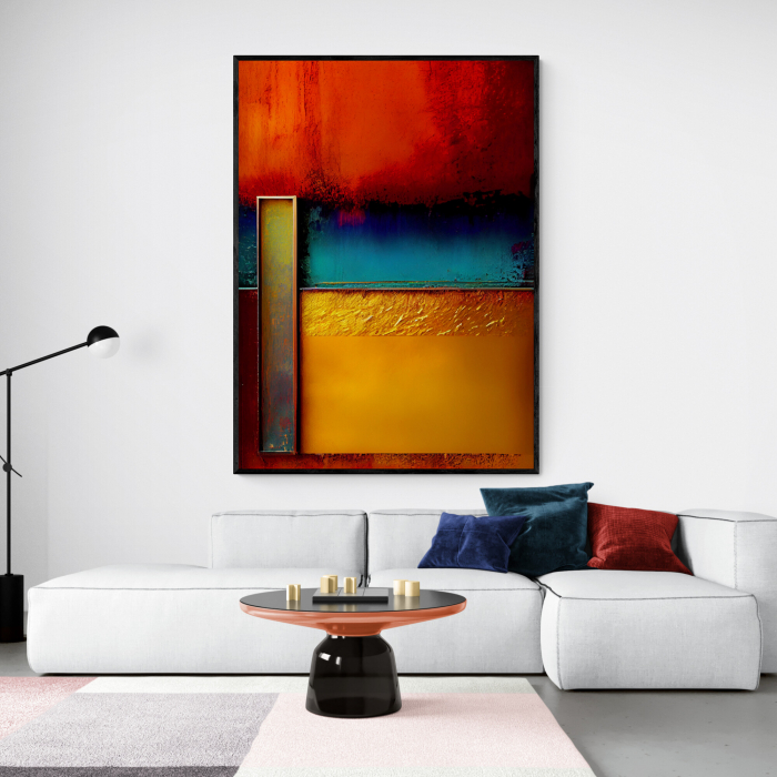 Tablou canvas abstract roșu-portocaliu – Artă modernă vibrantă pentru living [1]
