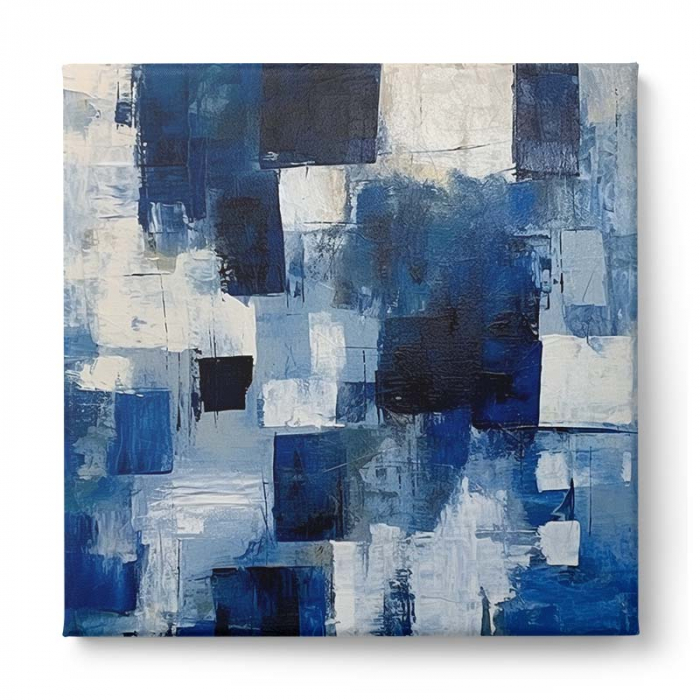 Tablou abstract modern în nuanțe de albastru și alb [2]