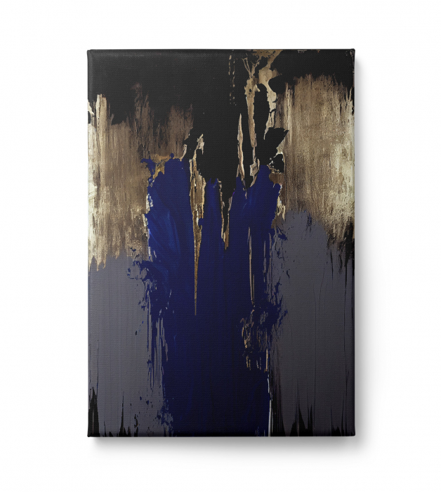 Tablou canvas abstract albastru și auriu – Artă elegantă pentru birou sau hol modern [2]