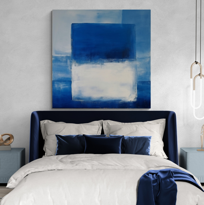 Tablou canvas abstract modern albastru și alb [1]