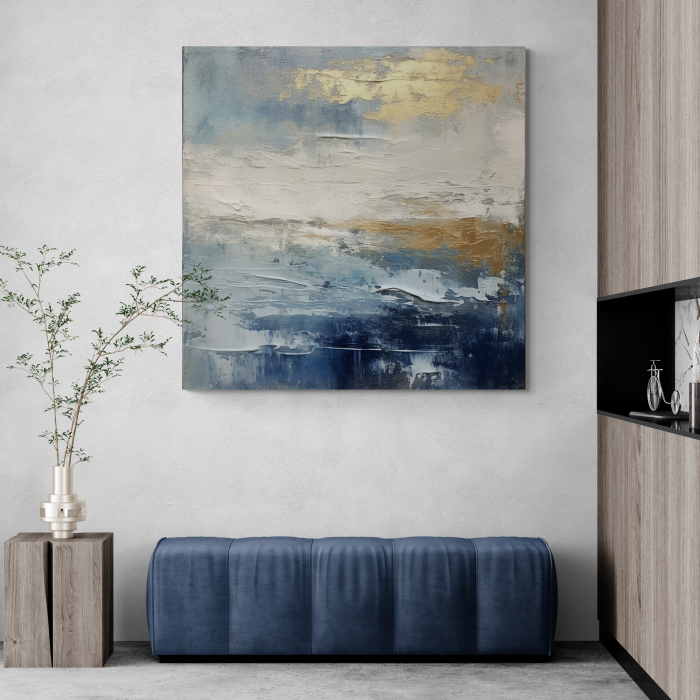 Tablou canvas abstract în nuanțe de auriu și albastru [1]