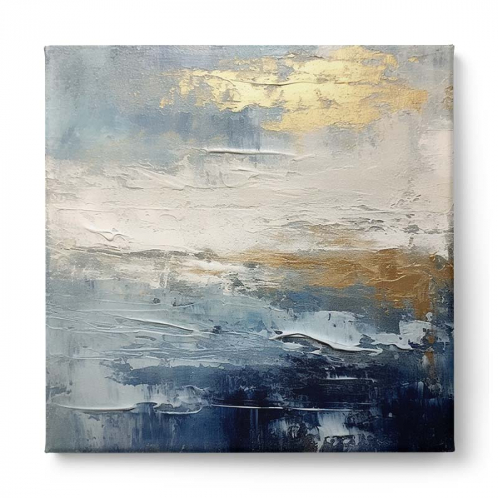 Tablou canvas abstract în nuanțe de auriu și albastru [2]