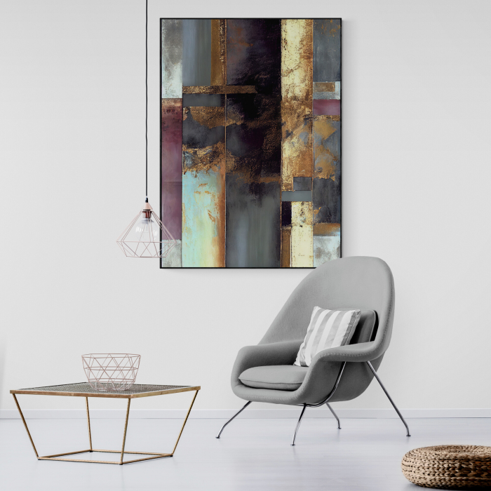 Tablou canvas abstract auriu – decor elegant pentru living și hol [1]