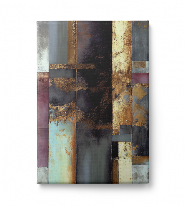 Tablou canvas abstract auriu – decor elegant pentru living și hol [2]
