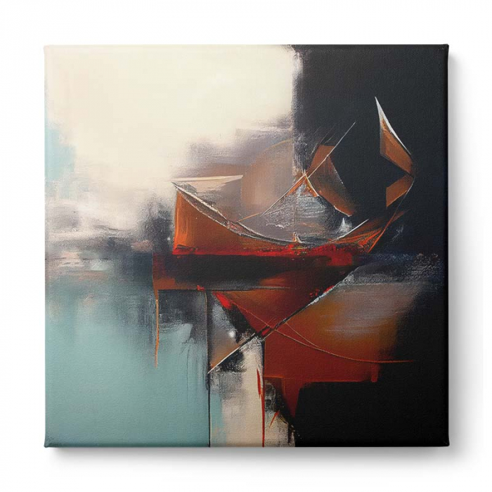 Tablou canvas abstract crem și roșu cărămiziu – Artă contemporană pentru living elegant [2]