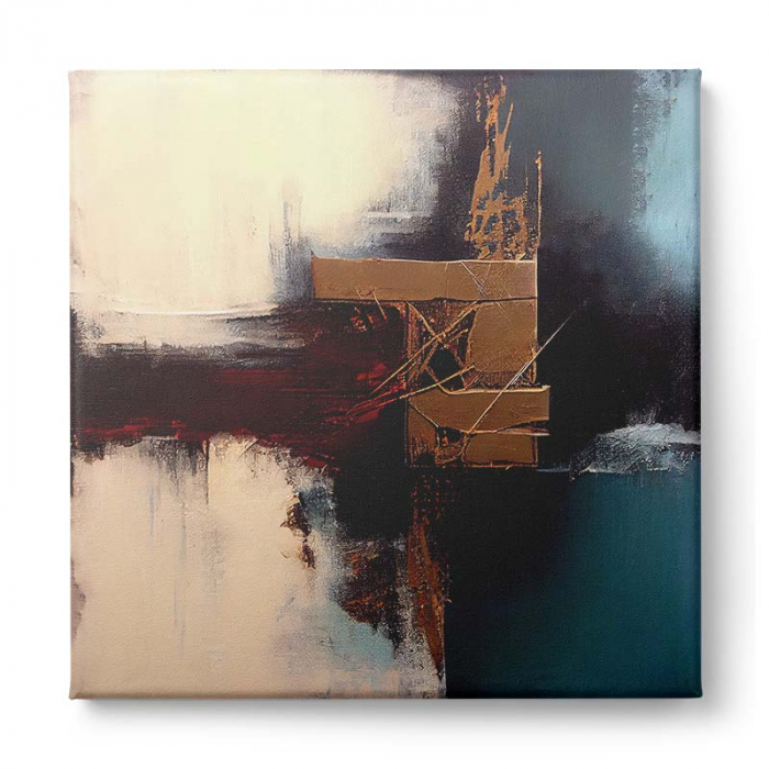 Tablou canvas abstract crem și albastru închis [2]