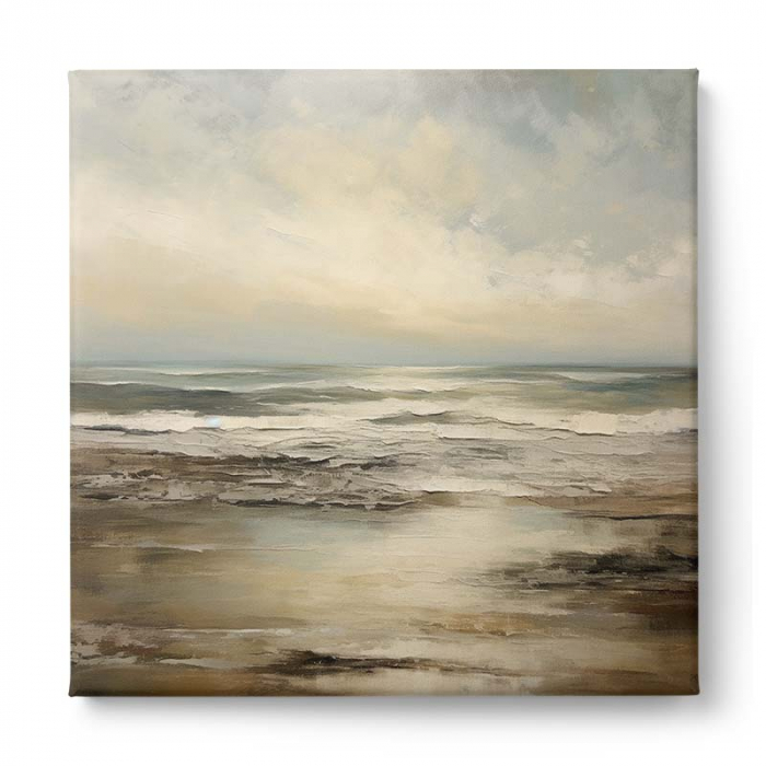 Tablou abstract crem cu peisaj marin [2]