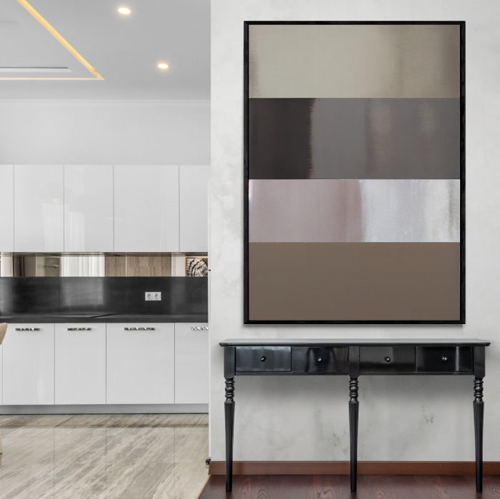 Tablou canvas abstract gri și maro – design geometric pentru decoruri moderne [1]