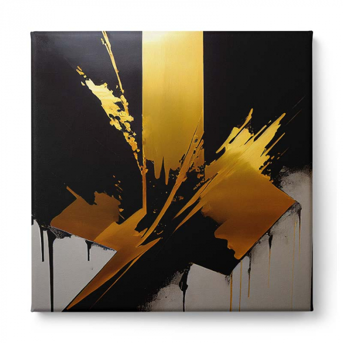 Tablou canvas, abstract, modern, nuante de galben, negru, pentru living [2]