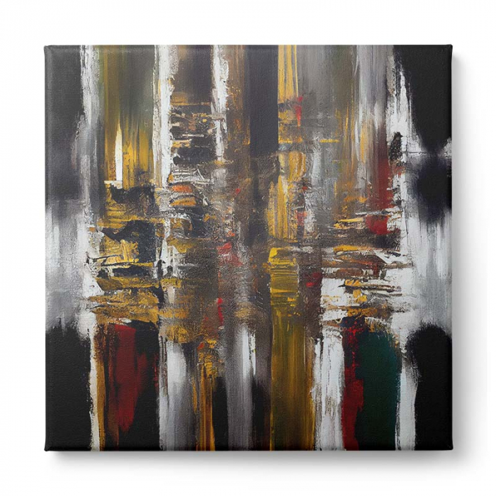 Tablou canvas abstract cu galben, roșu și negru – Artă urbană modernă pentru living [2]