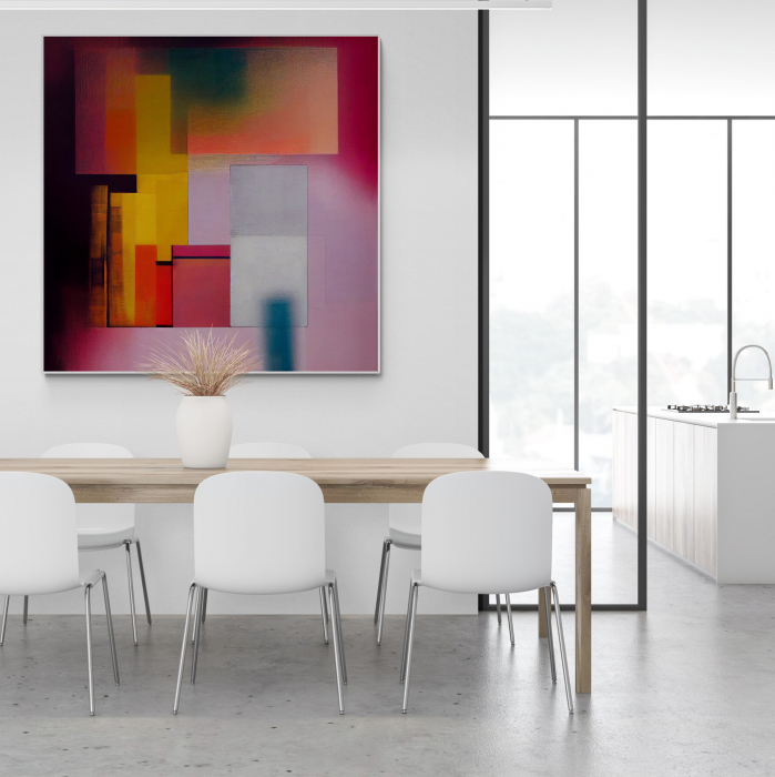 Tablou canvas, abstract, modern, nuante de galben, roz, pentru dormitor, bucatarie [1]