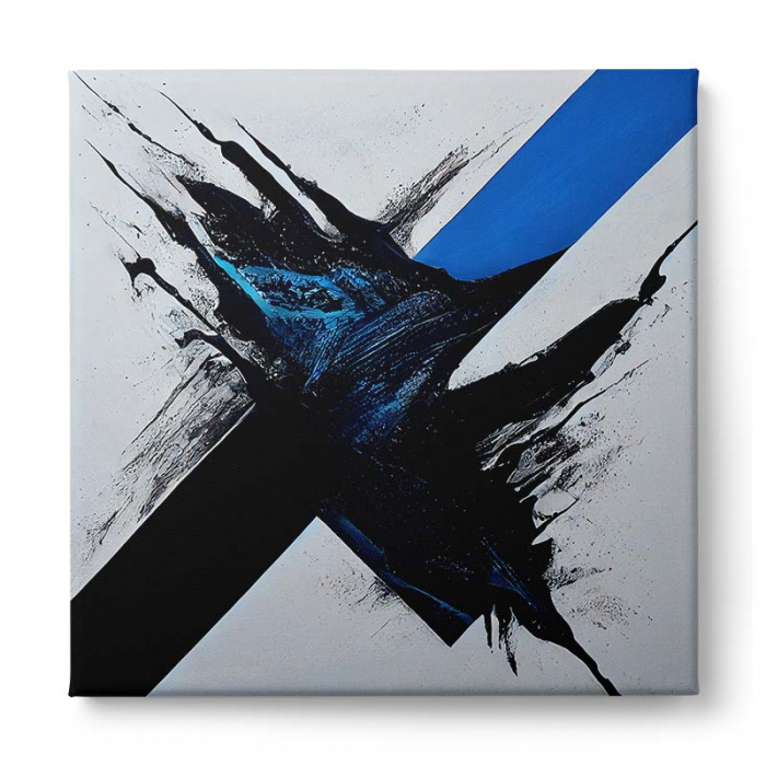 Tablou canvas, abstract, modern, nuante de gri, albastru, pentru birou, living [2]