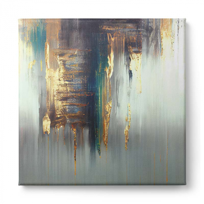 Tablou canvas abstract gri și auriu – Artă decorativă pentru dormitor modern și elegant [2]