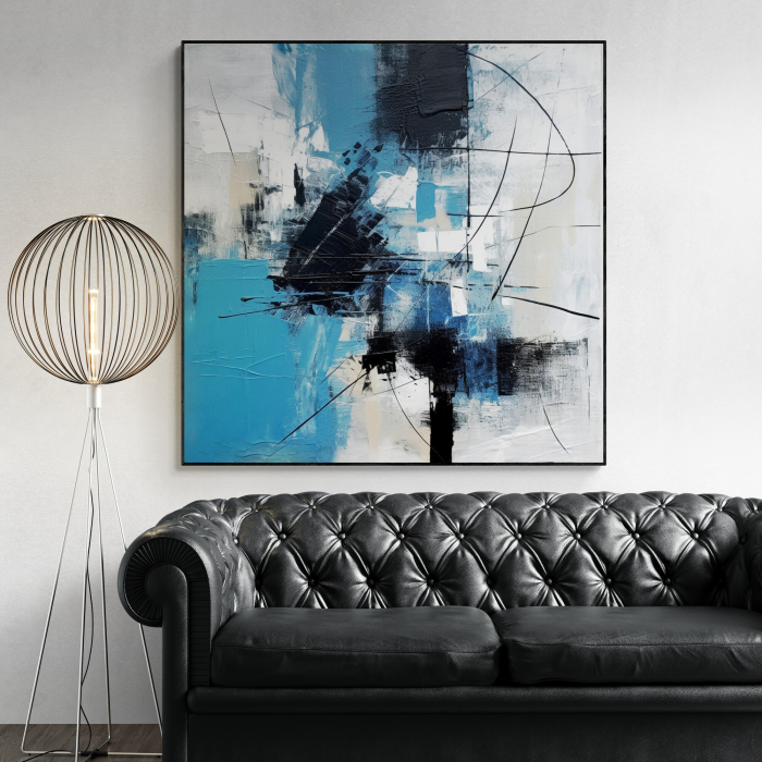 Tablou canvas abstract modern albastru și negru [1]