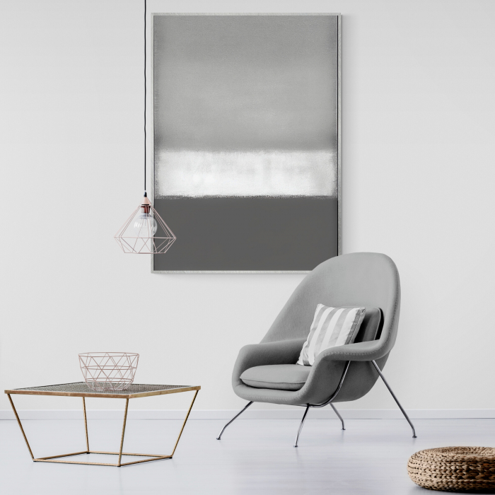 Tablou abstract minimalist alb și gri pentru birou sau dormitor – Intaglio [1]