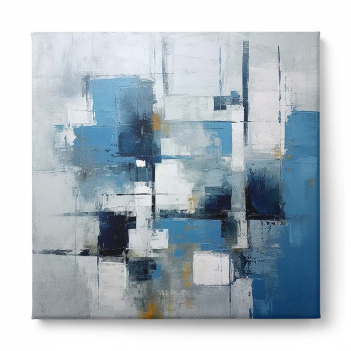 Tablou canvas abstract modern gri și albastru [2]