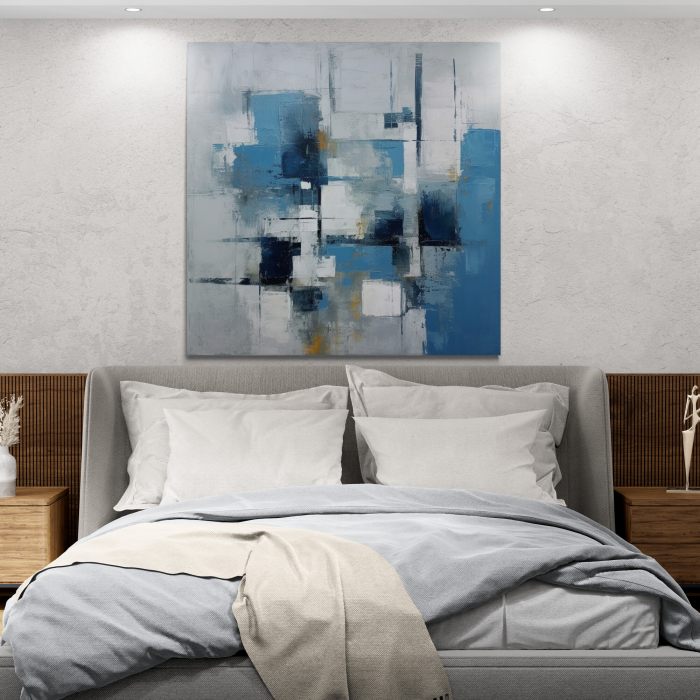 Tablou canvas abstract modern gri și albastru [1]
