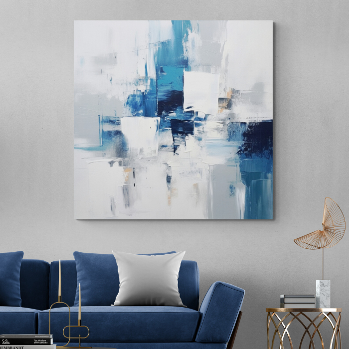 Tablou canvas abstract gri și albastru [1]
