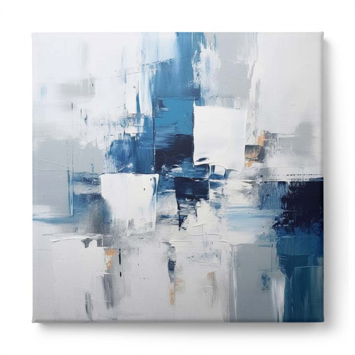 Tablou canvas abstract gri și albastru [2]