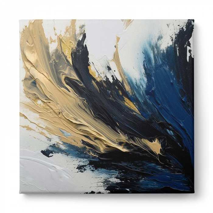 Tablou abstract modern bleumarin și auriu [2]