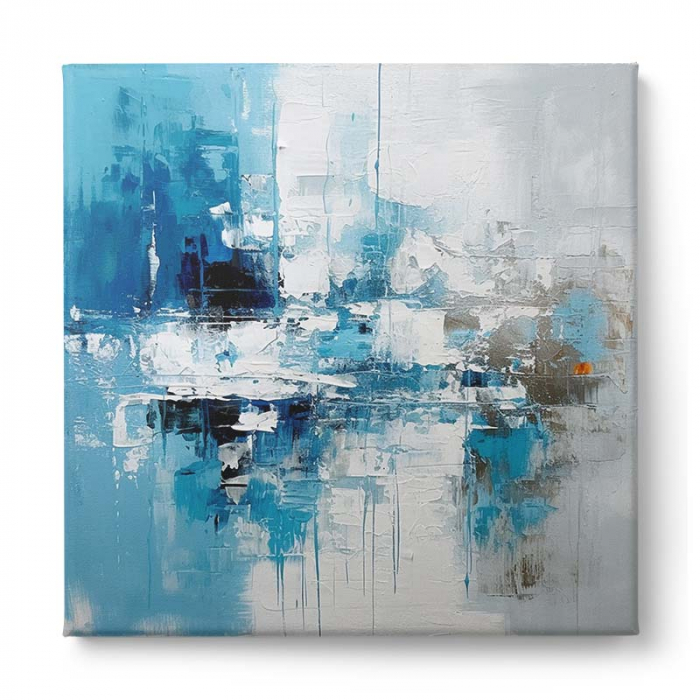 Tablou canvas abstract turcoaz și gri [2]