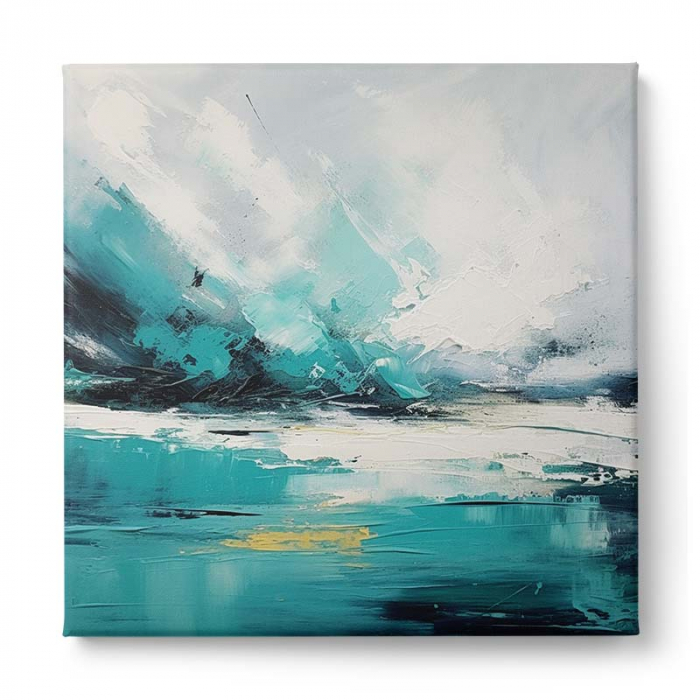 Tablou canvas abstract modern gri și turcoaz [2]