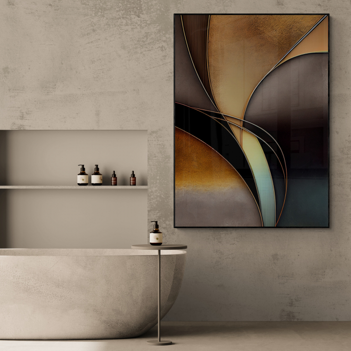 Tablou canvas abstract maro – decor cald și natural pentru hol sau baie [1]