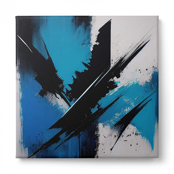 Tablou canvas abstract în negru, alb și albastru [2]