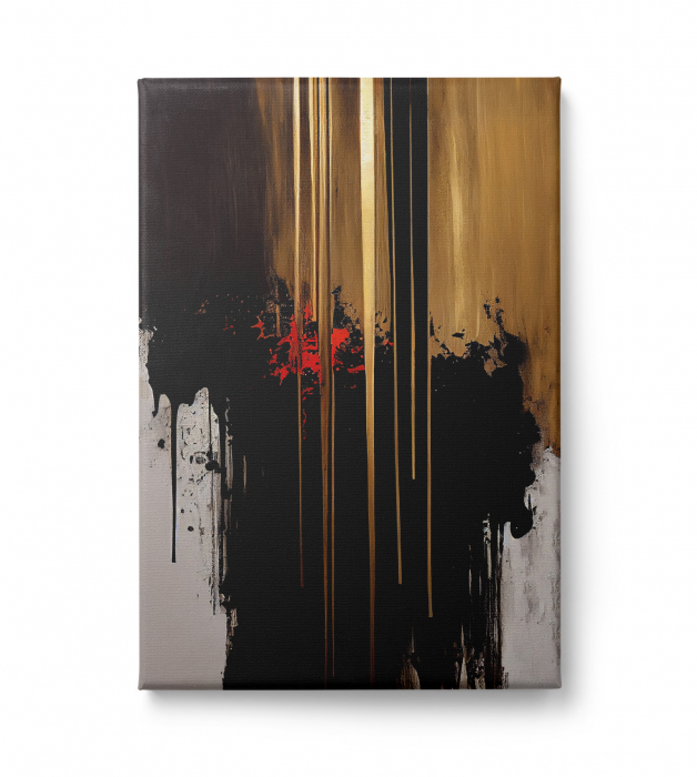 Tablou canvas abstract negru, gri și maro – decor sobru pentru birou modern [2]