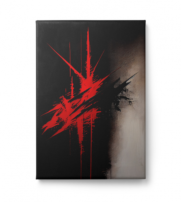 Tablou canvas, abstract, modern, nuante de negru, rosu, pentru birou [2]