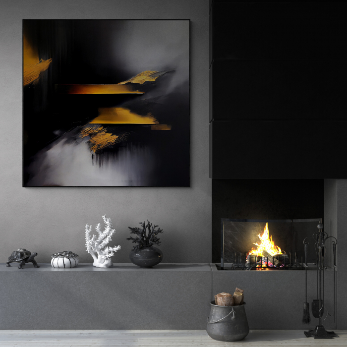 Tablou canvas abstract cu galben și negru – Artă modernă pentru decoruri elegante [1]