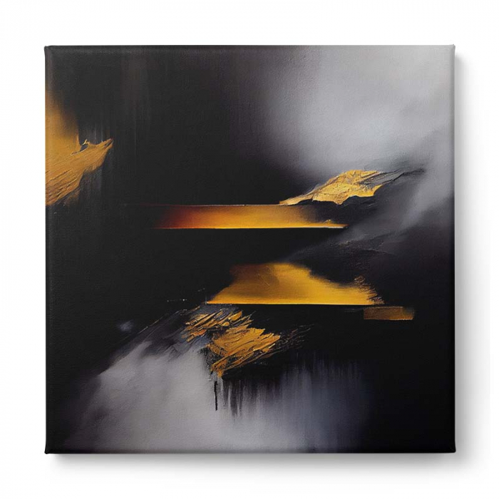 Tablou canvas abstract cu galben și negru – Artă modernă pentru decoruri elegante [2]