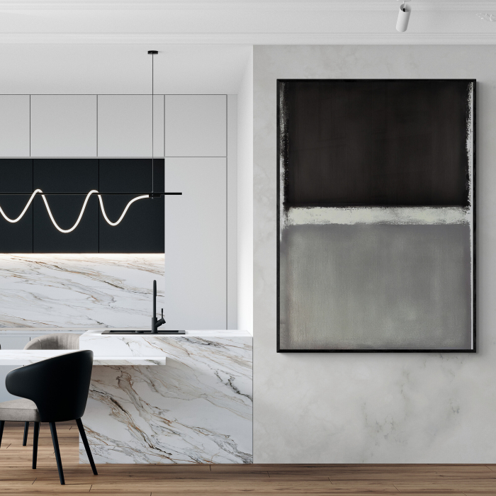 Tablou canvas abstract alb-negru-gri – design minimalist pentru dormitor sau birou [1]