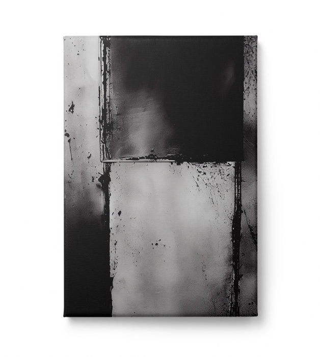 Tablou canvas abstract negru și gri – artă modernă pentru birou sau dormitor [2]