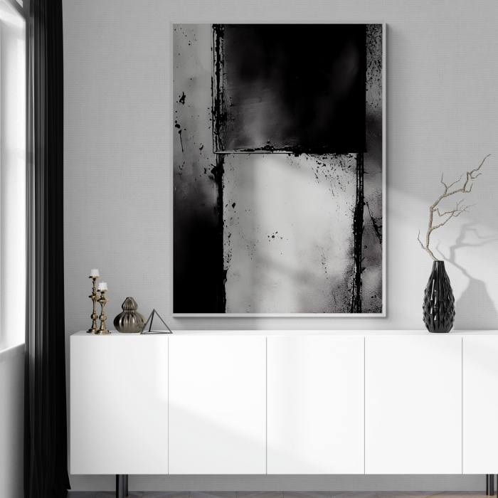 Tablou canvas abstract negru și gri – artă modernă pentru birou sau dormitor [1]